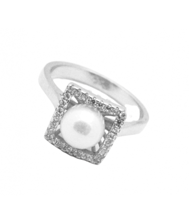 Ezüst gyöngyös női gyűrű
