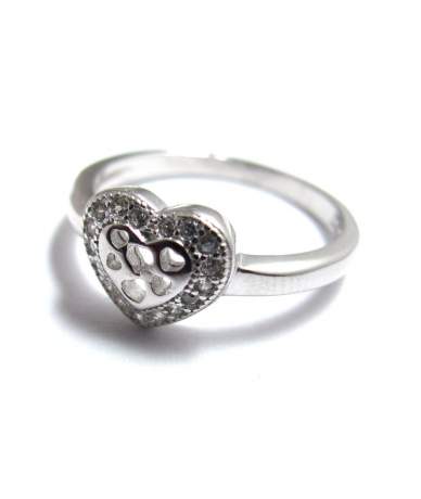 Ezüst női gyűrű köves szív