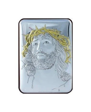 Ezüst bevonatos Jézus ikon fakeretben