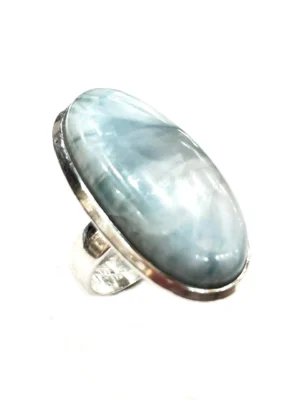 Ovális ezüst női gyűrű larimar kővel