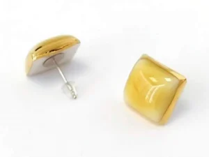 Sárga Zsolnay porcelán beszúrós fülbevaló