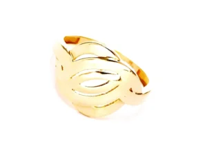 elegáns 14k sárga arany női gyűrű áttört mintával, klasszikus és modern stílus egy gyűrűben