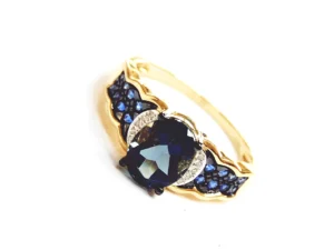 elegáns 14k arany gyűrű kék drágakövekkel – 58 as méret