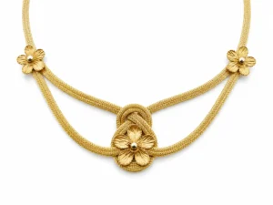 egyedi készítésű arany nyakék collier